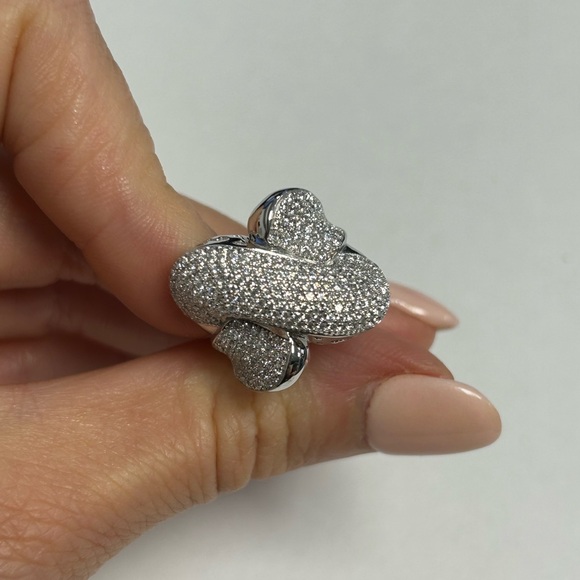 Suzy Levian Sterling Silver White CZ Crossover Ring NWT - Picture 2 of 6